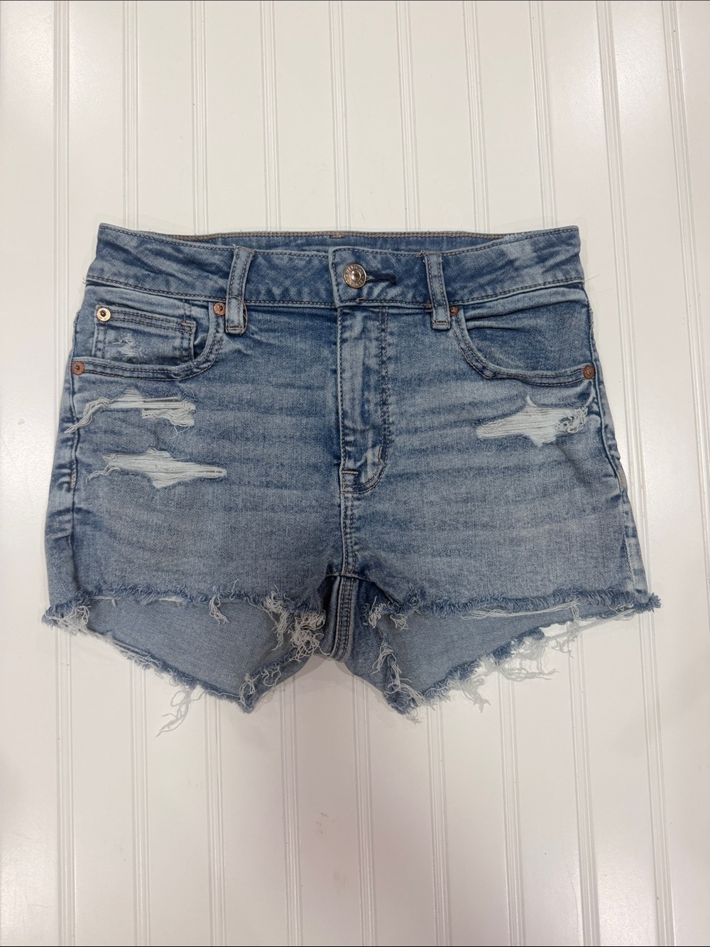 American Eagle Women’s Blue Next Level High-Rise Shorty Shorts Size 2 - Picture 2 of 10